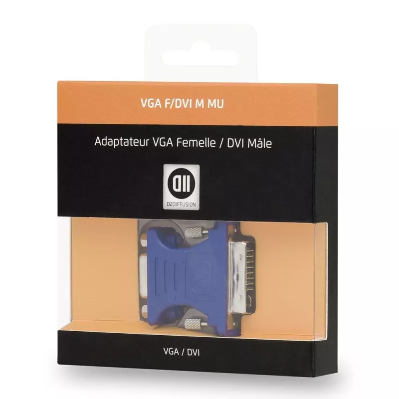 Adaptateur VGA femelle vers DVI mâle DVI-I 24+5 – D2 Diffusion | Connectique vidéo analogique | Disponible à Mayotte