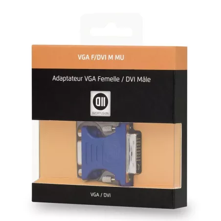Adaptateur VGA femelle vers DVI mâle DVI-I 24+5 – D2 Diffusion | Connectique vidéo analogique | Disponible à Mayotte
