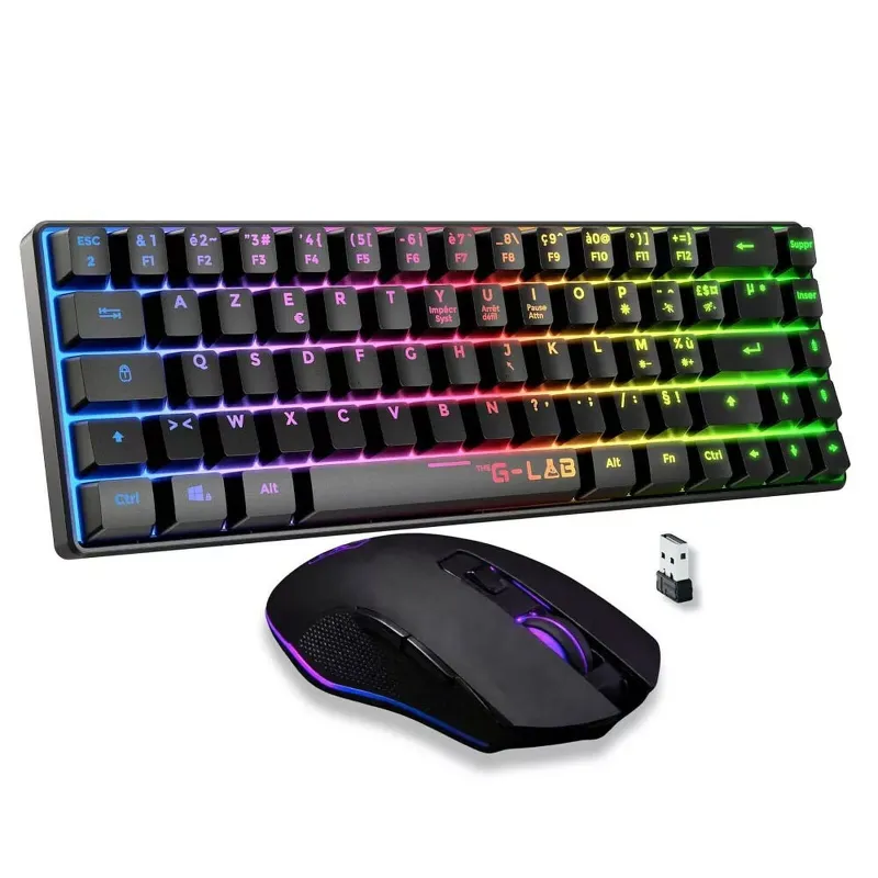 THE G-LAB COMBO HYDRO BKG/FR Pack Clavier&Souris Menbrane Rainbow60% - MAY PLAY-TECH Mayotte