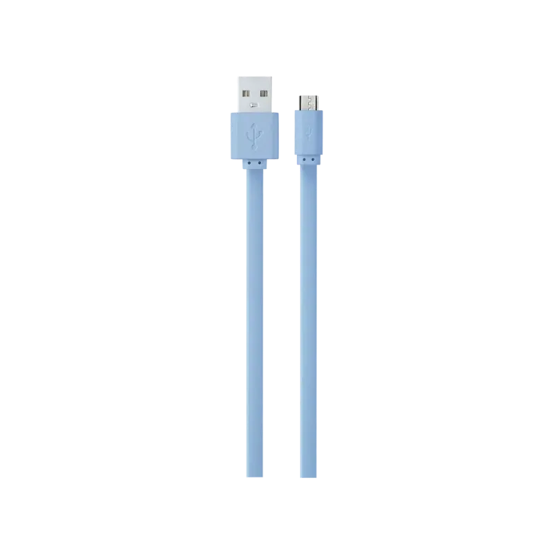 VOLKANO VK 20082-BK Slim Series Flat PVC Micro USB Cable 1.2M - Black - MAY PLAY-TECH Mayotte