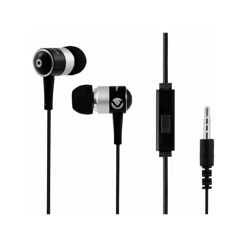 VOLKANO EARPHONE WITH MIC-STANNIC SERIES -BLACK - MAY PLAY-TECH Mayotte