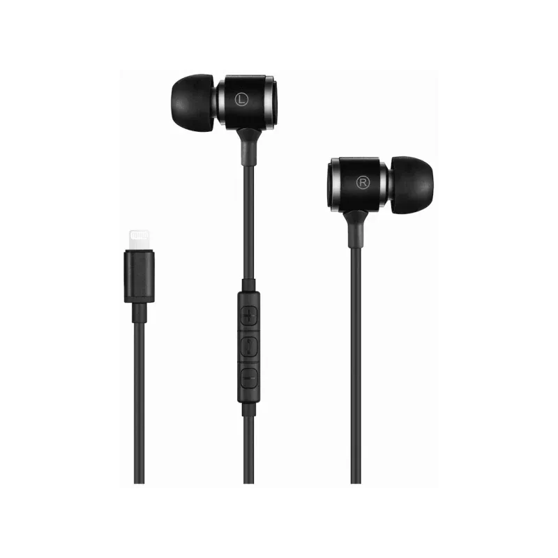 VOLKANO VK-1001-BK Jonagold OREILLETTES +Micro Lightning Filaire NOIR - MAY PLAY-TECH Mayotte