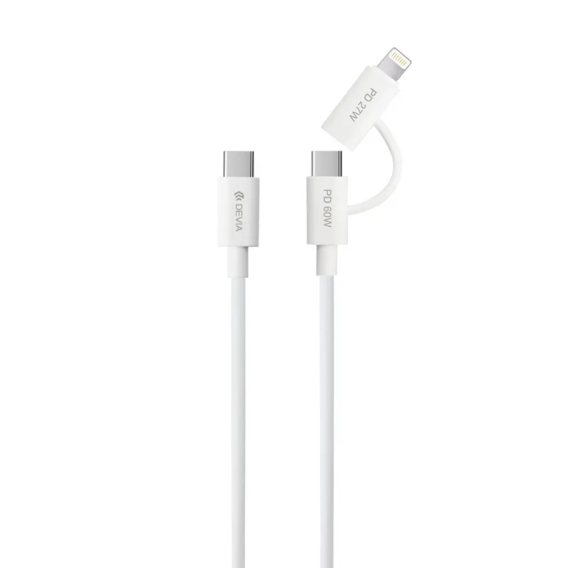 DEVIA Smart Series C To C+L PD60W+27W 2 In 1 Fast Cable (1.2M) - MAY PLAY-TECH Mayotte