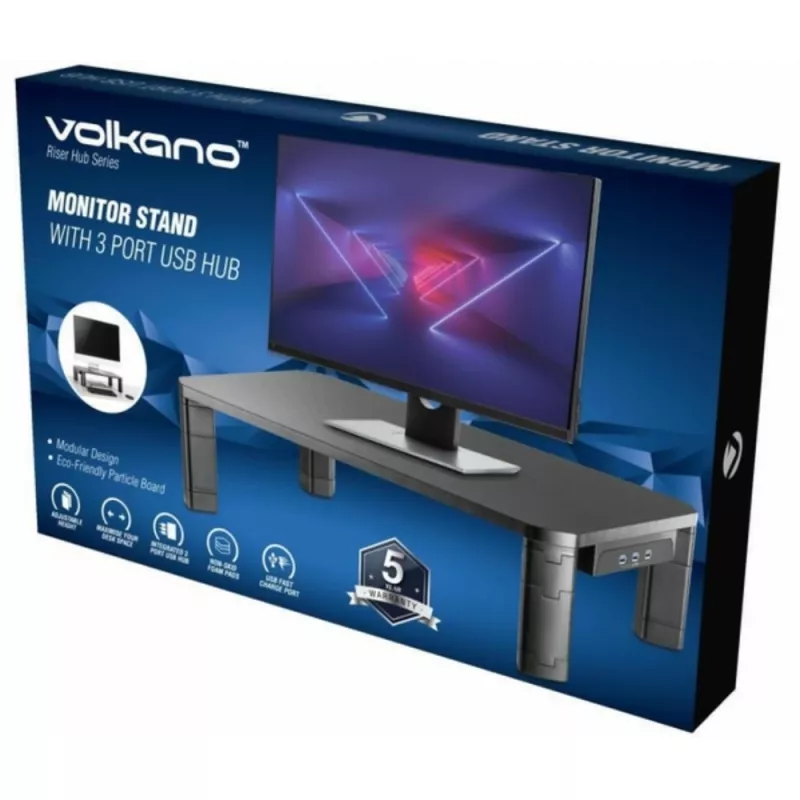 Support d'Écran VOLKANO VK-4009-BK avec Hub USB 3 Ports – Mamoudzou
