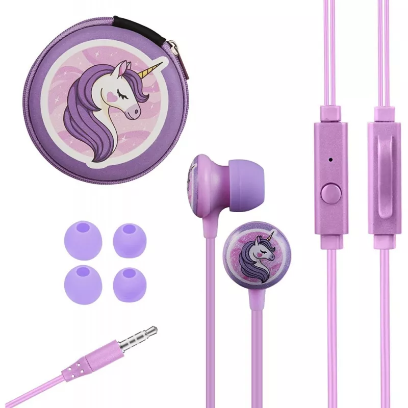 Volkano VK-1150-GU-FR Écouteurs Filaire Licorne avec Étui Rose – Mamoudzou