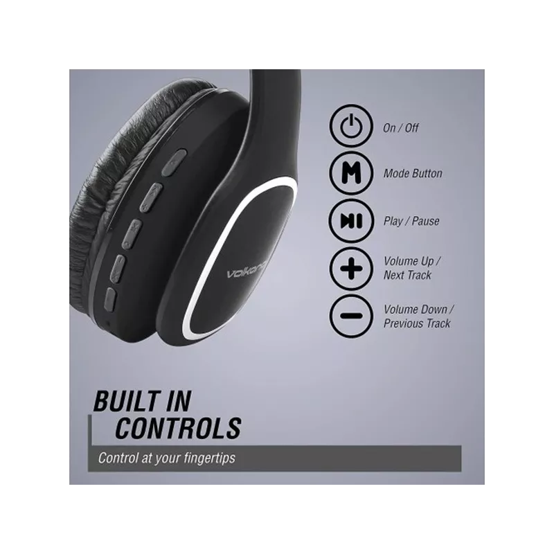 Volkano VK-2002-BK Casque Bluetooth Noir – Phonic Series – Mamoudzou