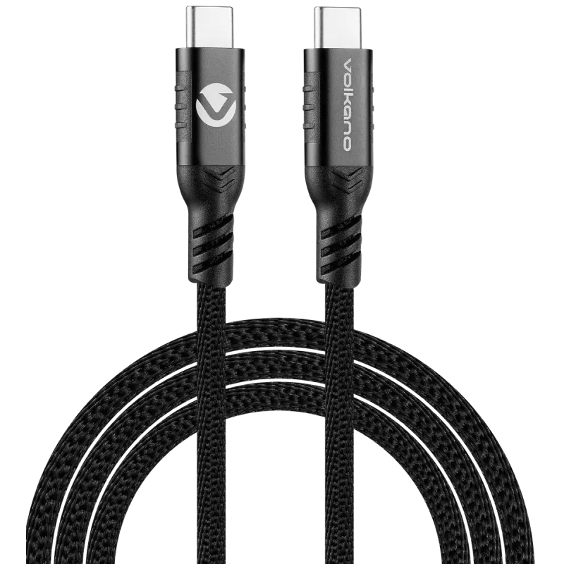 VOLKANO VK-20238-BK CABLE USB-C 3En 1 Weave Series 100W 1.2M Black - MAY PLAY-TECH Mayotte