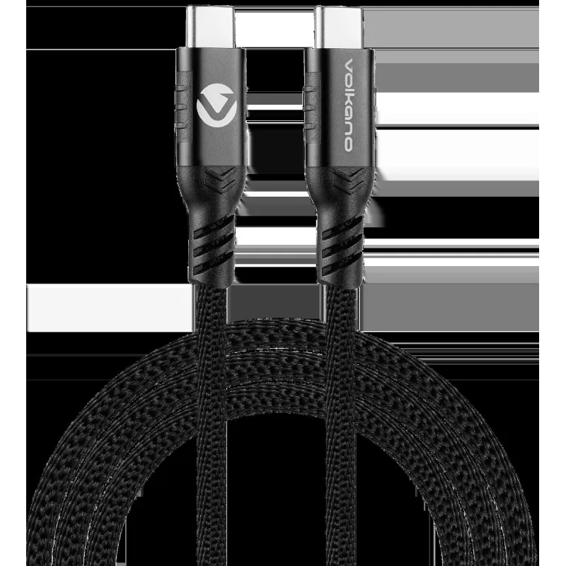 VOLKANO VK-20238-BK CABLE USB-C 3En 1 Weave Series 100W 1.2M Black - MAY PLAY-TECH Mayotte