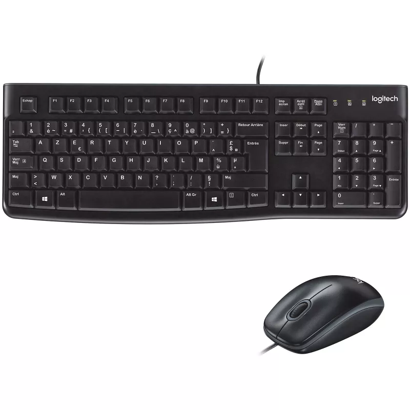 Clavier et souris filaires Logitech MK120 – Ensemble USB AZERTY – Mamoudzou