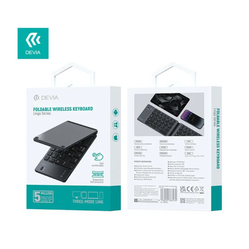 DEVIA Lingo Series Foldable Wireless Keyboard - MAY PLAY-TECH Mayotte
