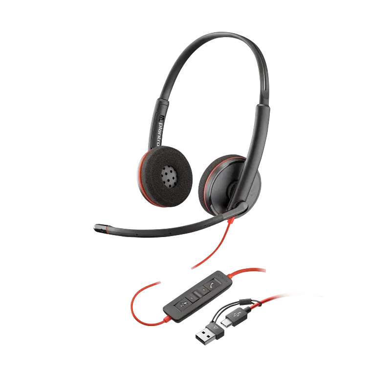Poly Blackwire 3220 USB-C filaire Stereo adaptateur USB-C/A *4* - MAY PLAY-TECH Mayotte
